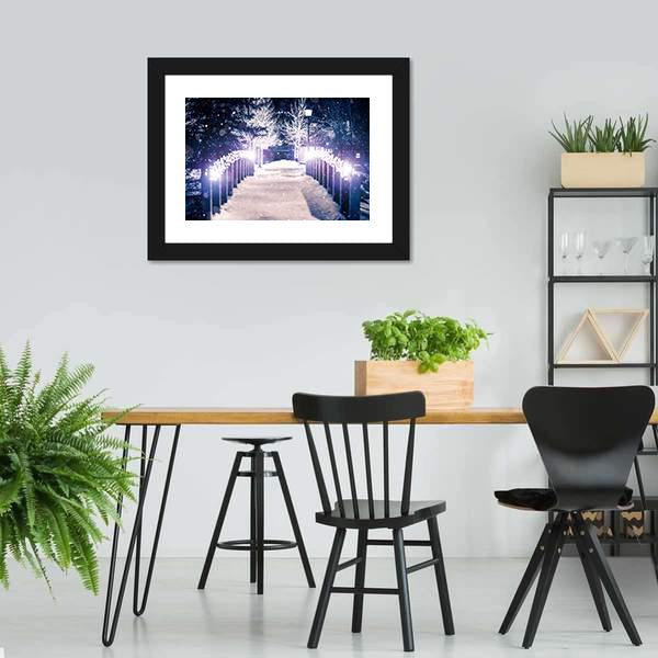 Park Bridge Holiday Illumination Canvas Wall Art-5 Horizontal-Gallery Wrap-22" x 12"-Tiaracle