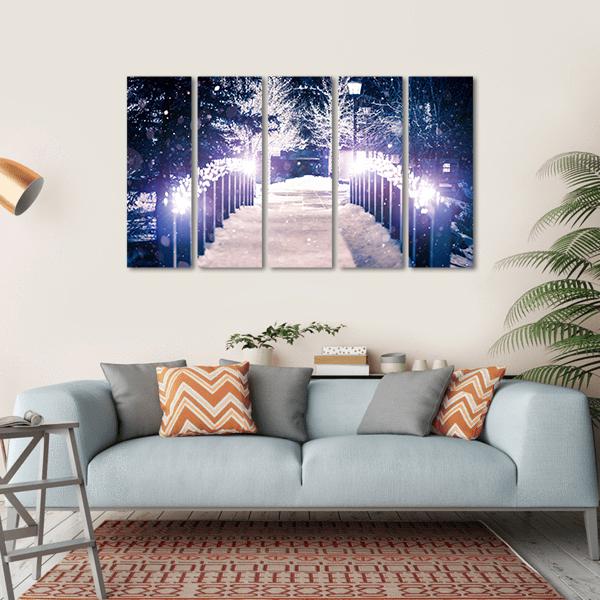 Park Bridge Holiday Illumination Canvas Wall Art-5 Horizontal-Gallery Wrap-22" x 12"-Tiaracle