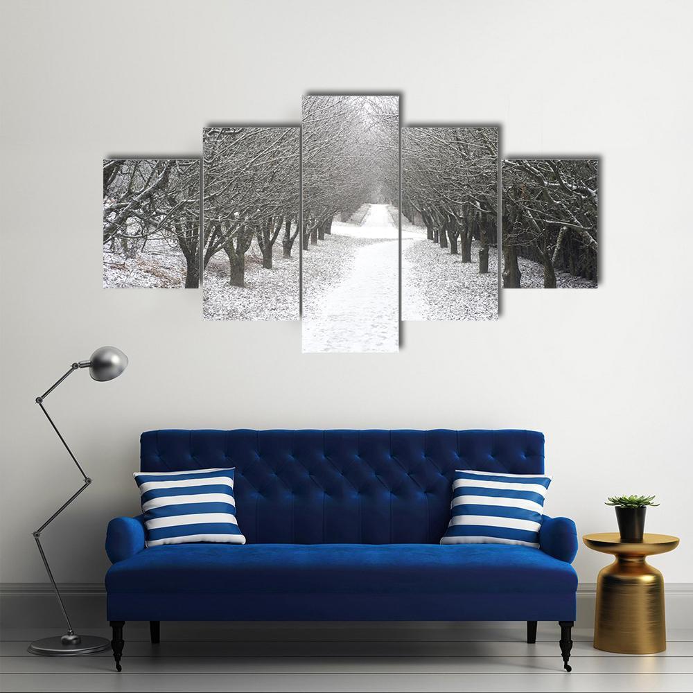 Park Covered By Snow Canvas Wall Art-5 Star-Gallery Wrap-62" x 32"-Tiaracle