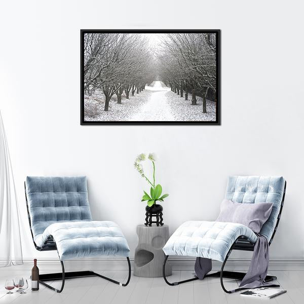 Park Covered By Snow Canvas Wall Art-1 Piece-Floating Frame-24" x 16"-Tiaracle