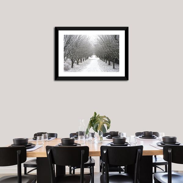 Park Covered By Snow Canvas Wall Art-1 Piece-Framed Print-20" x 16"-Tiaracle