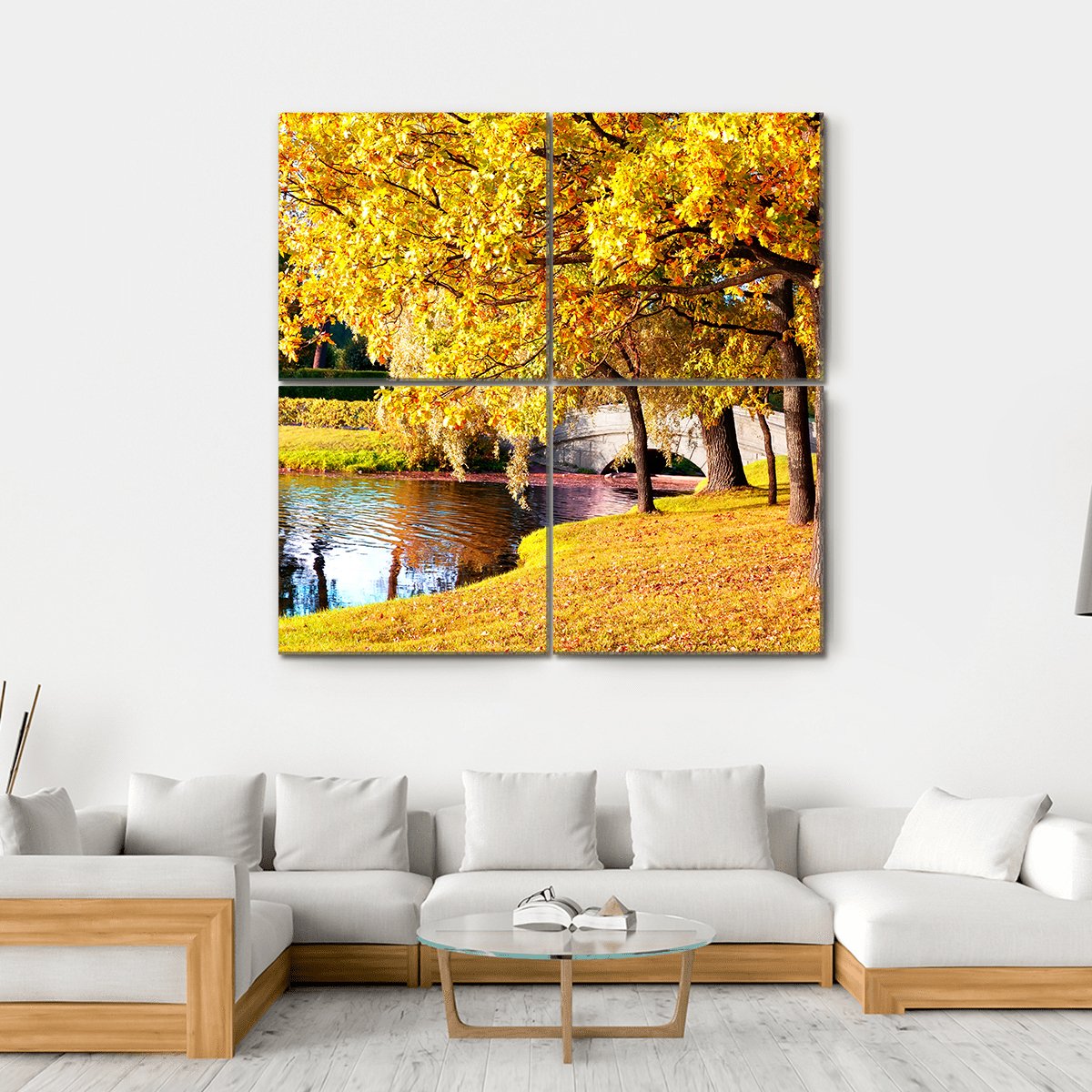 Autumn Forest Park Russia Canvas Wall Art-4 Square-Gallery Wrap-17" x 17"-Tiaracle