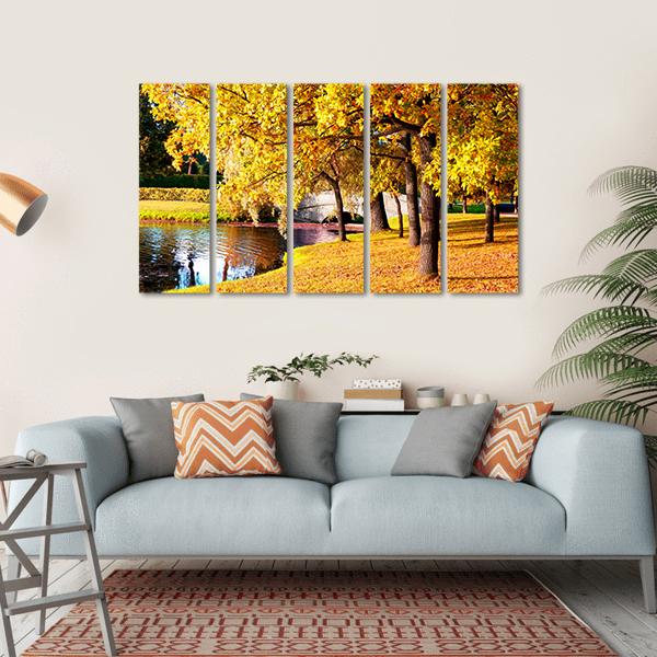Autumn Forest Park Russia Canvas Wall Art-5 Horizontal-Gallery Wrap-22" x 12"-Tiaracle