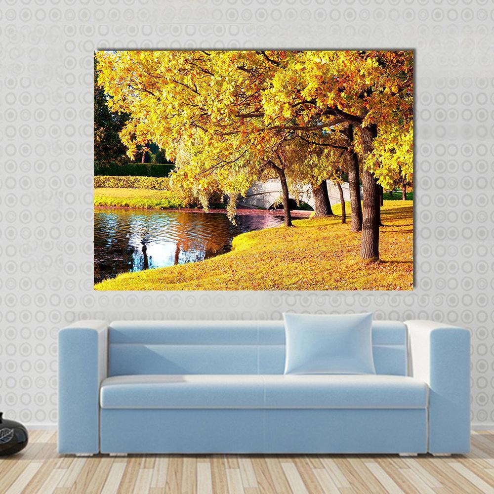 Autumn Forest Park Russia Canvas Wall Art-1 Piece-Gallery Wrap-48" x 32"-Tiaracle