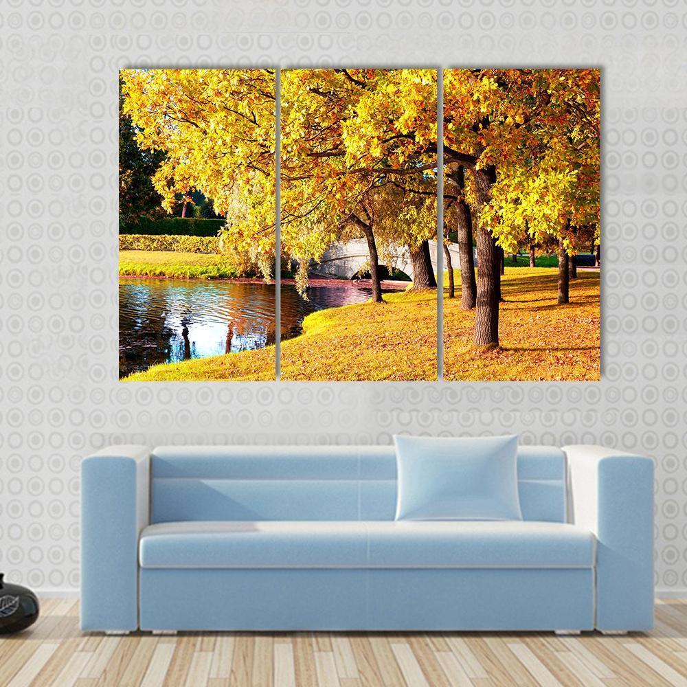 Autumn Forest Park Russia Canvas Wall Art-3 Horizontal-Gallery Wrap-37" x 24"-Tiaracle