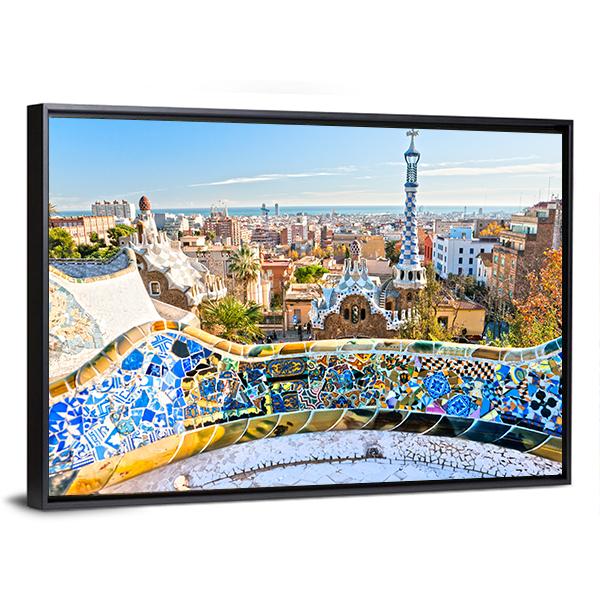 Park Guell In Barcelona In Spain Canvas Wall Art-3 Horizontal-Gallery Wrap-25" x 16"-Tiaracle