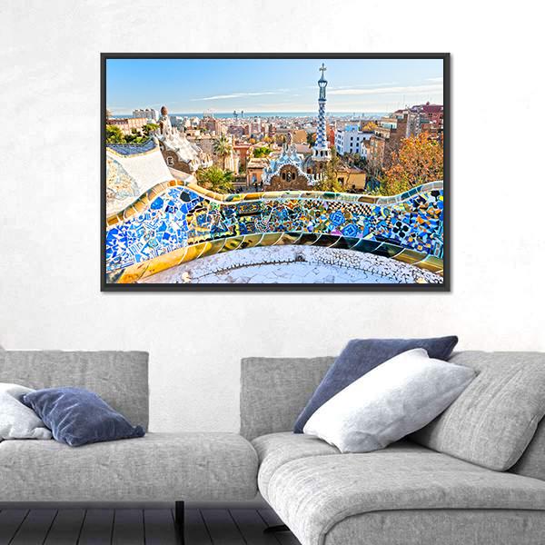 Park Guell In Barcelona In Spain Canvas Wall Art-3 Horizontal-Gallery Wrap-25" x 16"-Tiaracle