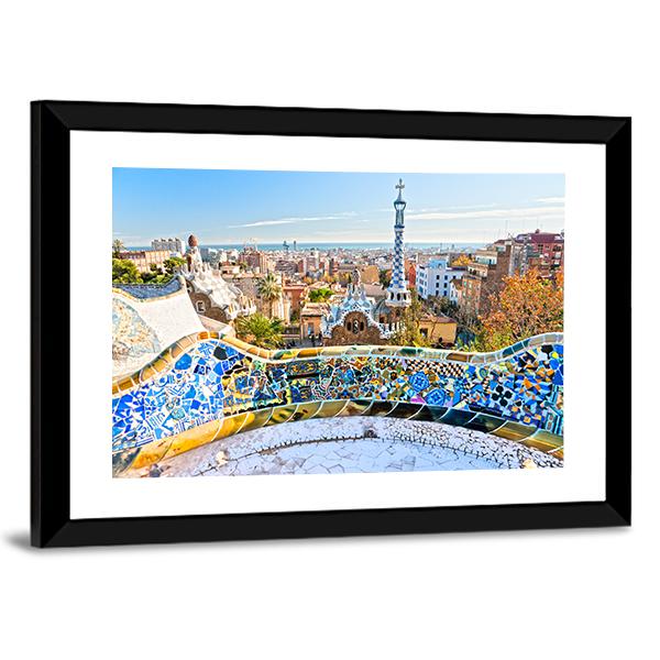 Park Guell In Barcelona In Spain Canvas Wall Art-3 Horizontal-Gallery Wrap-25" x 16"-Tiaracle