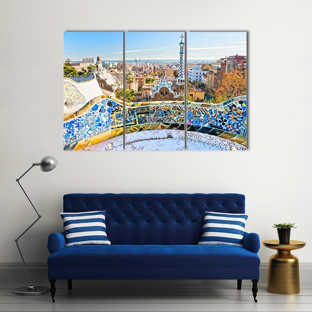 Park Guell In Barcelona In Spain Canvas Wall Art-3 Horizontal-Gallery Wrap-37" x 24"-Tiaracle