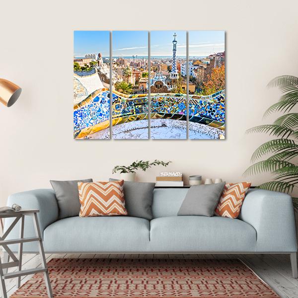 Park Guell In Barcelona In Spain Canvas Wall Art-4 Horizontal-Gallery Wrap-34" x 24"-Tiaracle