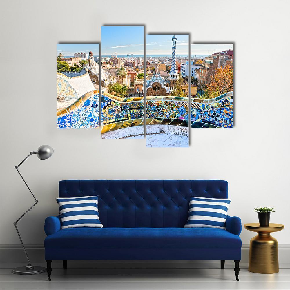 Park Guell In Barcelona In Spain Canvas Wall Art-4 Pop-Gallery Wrap-50" x 32"-Tiaracle