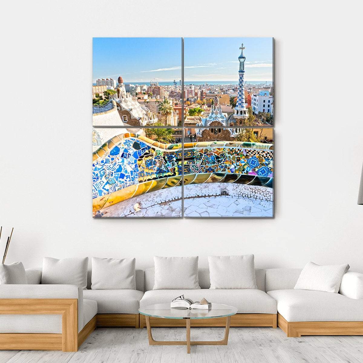Park Guell In Barcelona In Spain Canvas Wall Art-4 Square-Gallery Wrap-17" x 17"-Tiaracle
