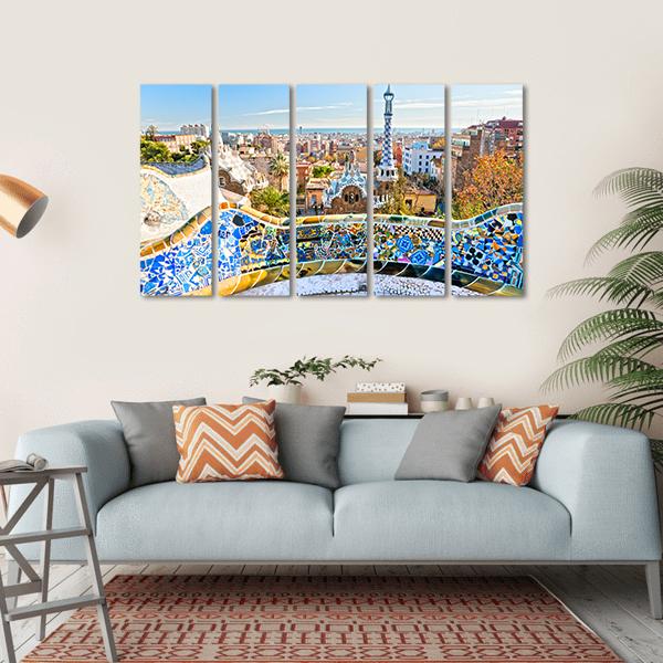 Park Guell In Barcelona In Spain Canvas Wall Art-5 Horizontal-Gallery Wrap-22" x 12"-Tiaracle