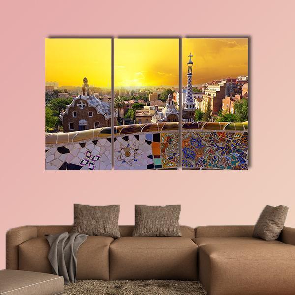 Museum In Guell Canvas Wall Art-4 Pop-Gallery Wrap-50" x 32"-Tiaracle