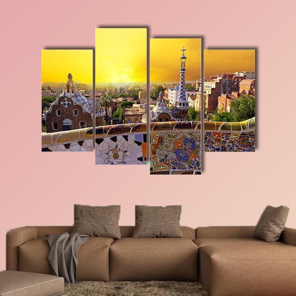 Museum In Guell Canvas Wall Art-4 Pop-Gallery Wrap-50" x 32"-Tiaracle
