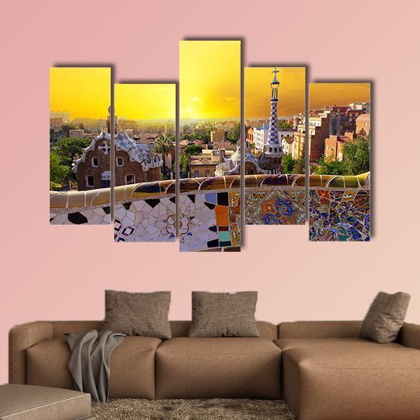 Museum In Guell Canvas Wall Art-5 Pop-Gallery Wrap-47" x 32"-Tiaracle