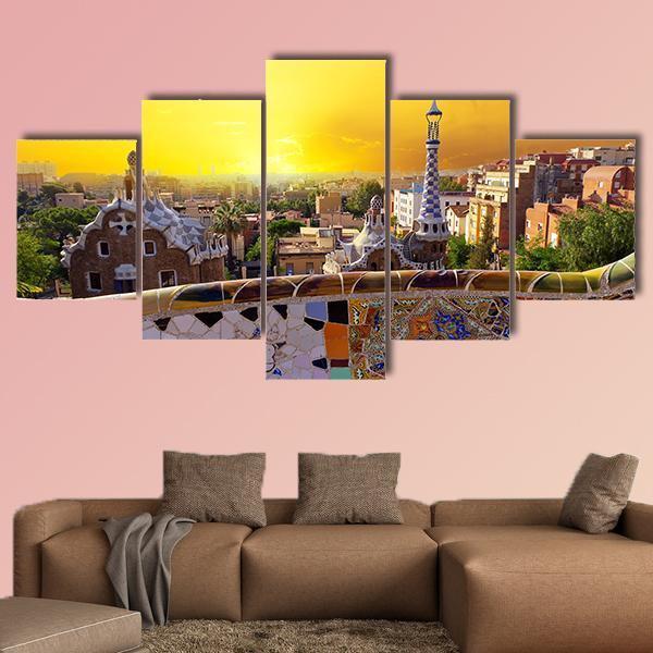Museum In Guell Canvas Wall Art-5 Star-Gallery Wrap-62" x 32"-Tiaracle
