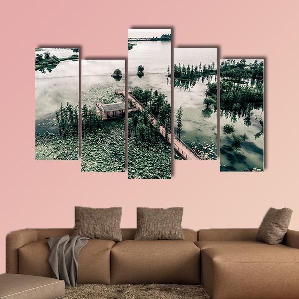 Park Scenery In Canada Canvas Wall Art-5 Pop-Gallery Wrap-47" x 32"-Tiaracle