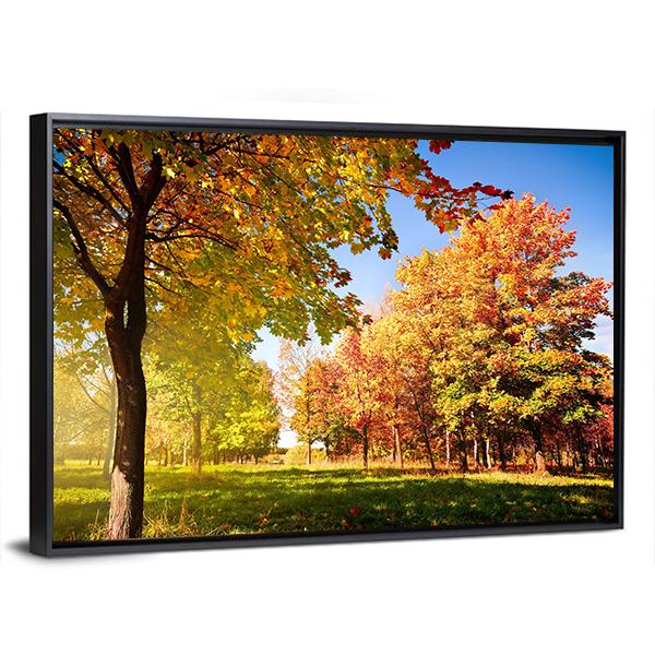 Park View In Autumn Canvas Wall Art-3 Horizontal-Gallery Wrap-25" x 16"-Tiaracle