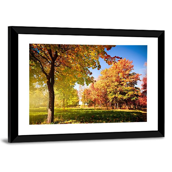 Park View In Autumn Canvas Wall Art-3 Horizontal-Gallery Wrap-25" x 16"-Tiaracle