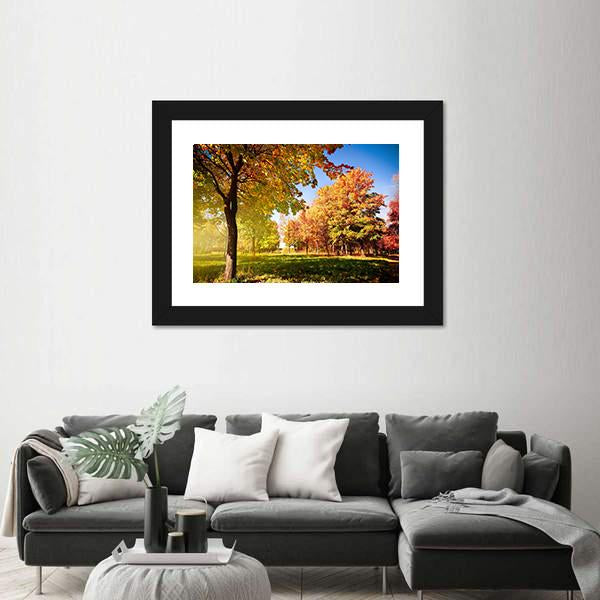 Park View In Autumn Canvas Wall Art-3 Horizontal-Gallery Wrap-25" x 16"-Tiaracle
