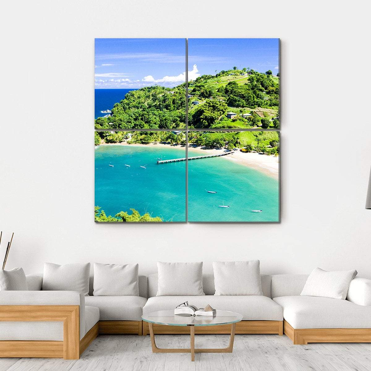 Parlatuvier Bay In Tobago Canvas Wall Art-4 Square-Gallery Wrap-17" x 17"-Tiaracle
