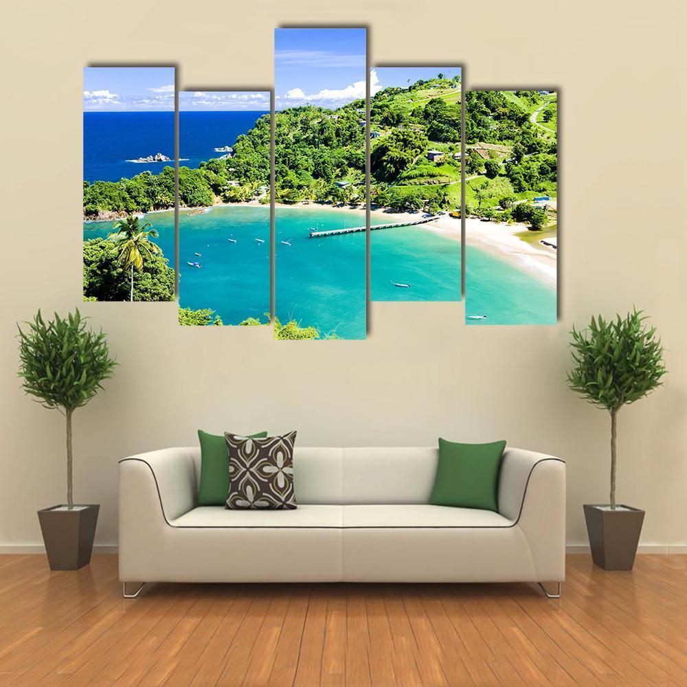 Parlatuvier Bay In Tobago Canvas Wall Art-5 Pop-Gallery Wrap-47" x 32"-Tiaracle