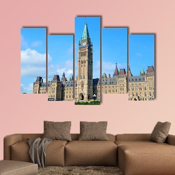 Parliament Hill Building In Ottawa Canada Canvas Wall Art-5 Pop-Gallery Wrap-47" x 32"-Tiaracle