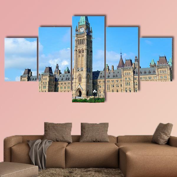 Parliament Hill Building In Ottawa Canada Canvas Wall Art-5 Star-Gallery Wrap-62" x 32"-Tiaracle