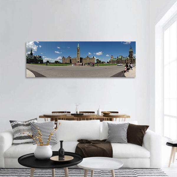 Parliament In Ottawa Canada Panoramic Canvas Wall Art-3 Piece-25" x 08"-Tiaracle