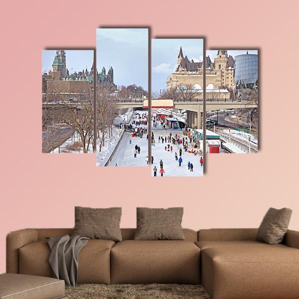 Parliament Of Canada In Winter Canvas Wall Art-4 Pop-Gallery Wrap-50" x 32"-Tiaracle