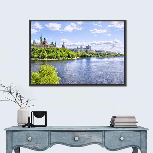 Parliament Of Ottawa Canvas Wall Art-3 Horizontal-Gallery Wrap-25" x 16"-Tiaracle