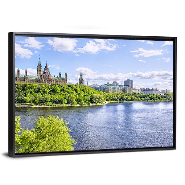 Parliament Of Ottawa Canvas Wall Art-3 Horizontal-Gallery Wrap-25" x 16"-Tiaracle