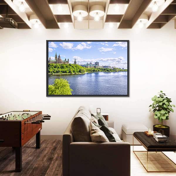Parliament Of Ottawa Canvas Wall Art-3 Horizontal-Gallery Wrap-25" x 16"-Tiaracle