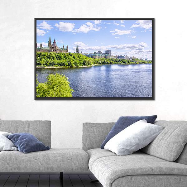 Parliament Of Ottawa Canvas Wall Art-1 Piece-Floating Frame-24" x 16"-Tiaracle