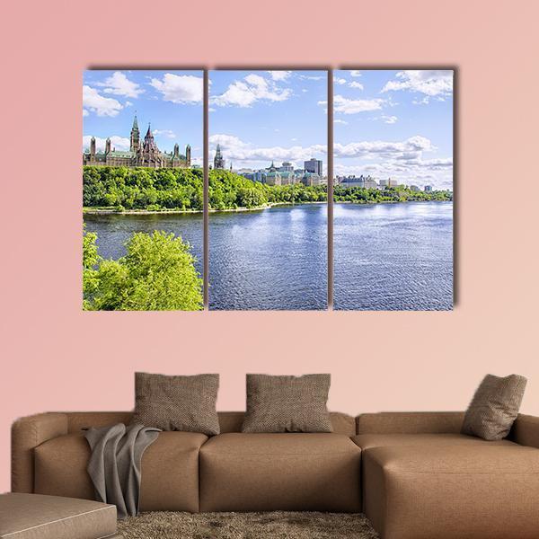 Parliament Of Ottawa Canvas Wall Art-3 Horizontal-Gallery Wrap-25" x 16"-Tiaracle