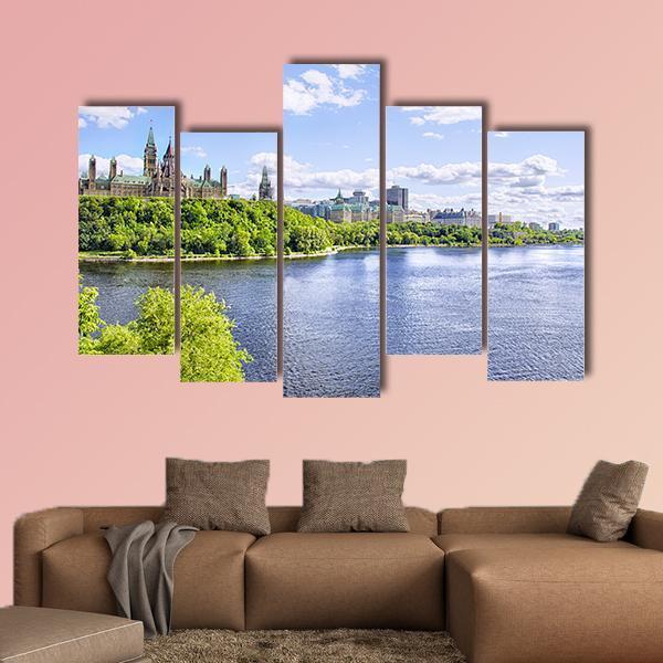 Parliament Of Ottawa Canvas Wall Art-5 Pop-Gallery Wrap-47" x 32"-Tiaracle