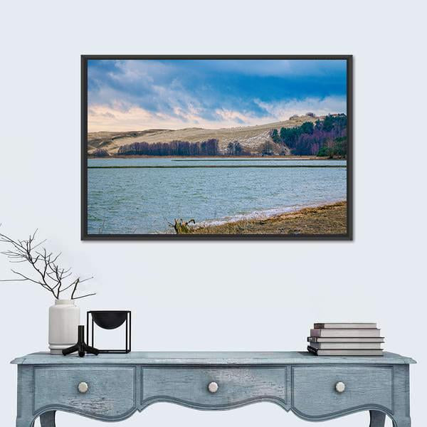 Parnidis Dune In Winter Lithuania Canvas Wall Art-1 Piece-Floating Frame-24" x 16"-Tiaracle