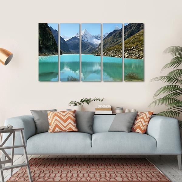 Paron Lake And Pyramid Peak Canvas Wall Art-5 Horizontal-Gallery Wrap-22" x 12"-Tiaracle