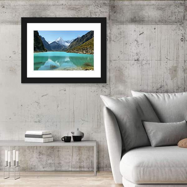 Paron Lake And Pyramid Peak Canvas Wall Art-3 Horizontal-Gallery Wrap-25" x 16"-Tiaracle
