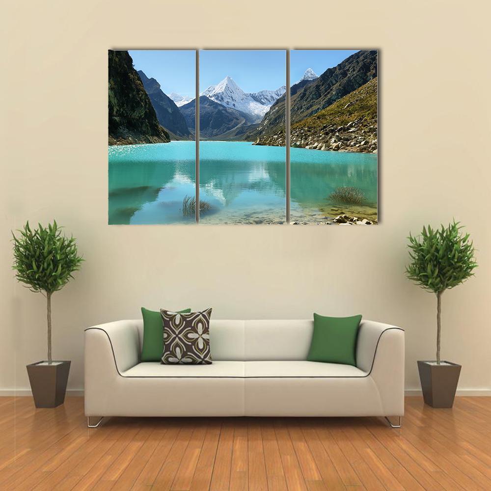 Paron Lake And Pyramid Peak Canvas Wall Art-3 Horizontal-Gallery Wrap-37" x 24"-Tiaracle