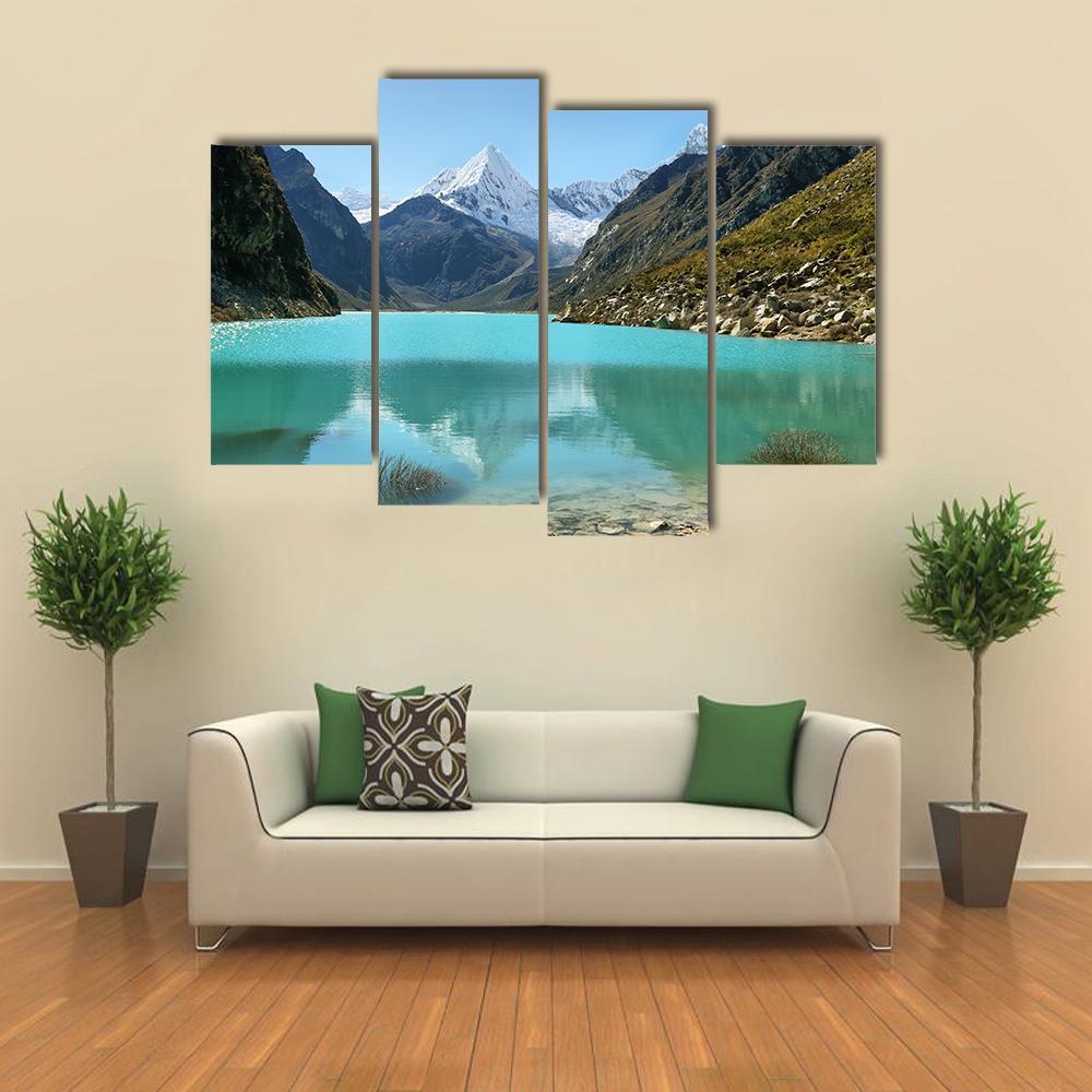 Paron Lake And Pyramid Peak Canvas Wall Art-4 Pop-Gallery Wrap-50" x 32"-Tiaracle