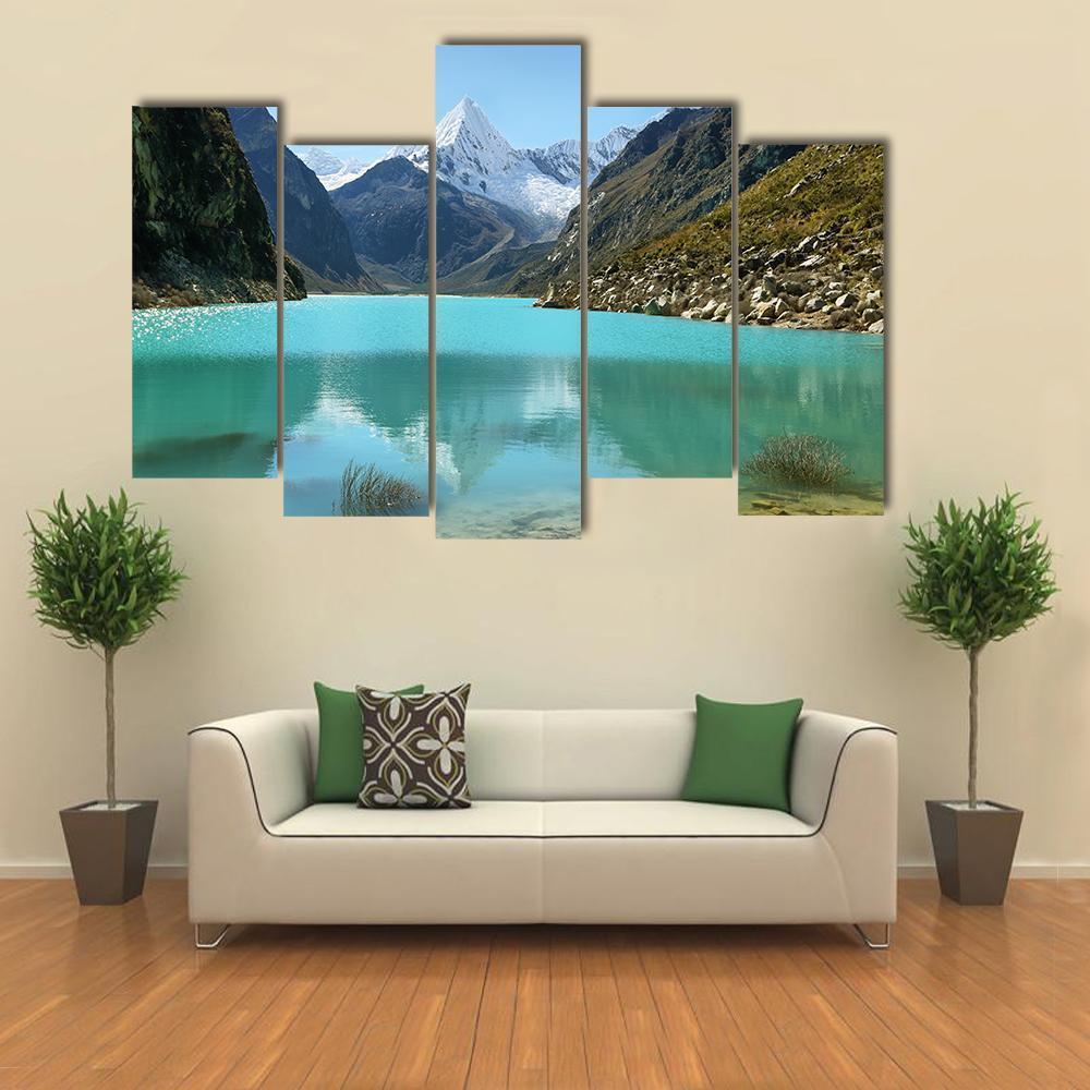 Paron Lake And Pyramid Peak Canvas Wall Art-5 Pop-Gallery Wrap-47" x 32"-Tiaracle