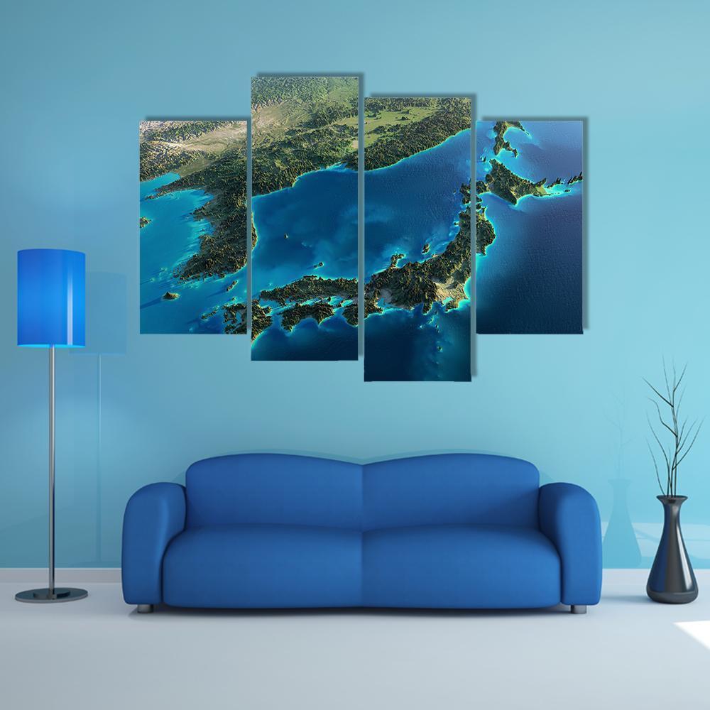 Part Of Asia And The Japanese Sea Canvas Wall Art-4 Pop-Gallery Wrap-50" x 32"-Tiaracle