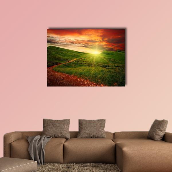 Mystery Mountain Meadow Canvas Wall Art-1 Piece-Gallery Wrap-48" x 32"-Tiaracle
