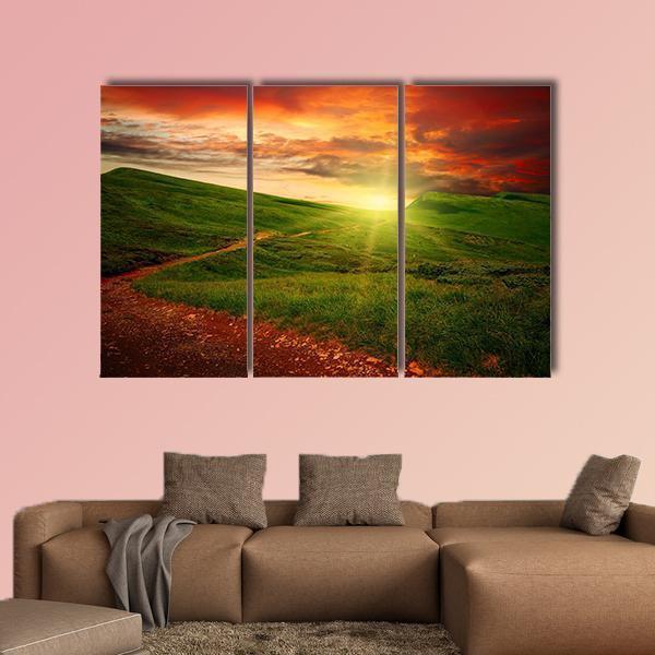 Mystery Mountain Meadow Canvas Wall Art-3 Horizontal-Gallery Wrap-37" x 24"-Tiaracle