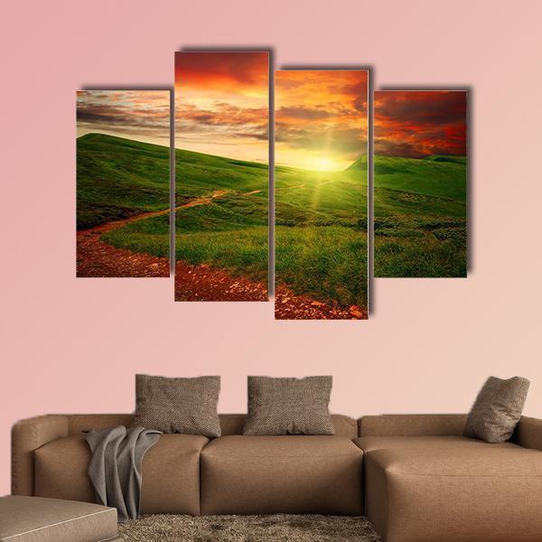 Mystery Mountain Meadow Canvas Wall Art-4 Pop-Gallery Wrap-50" x 32"-Tiaracle