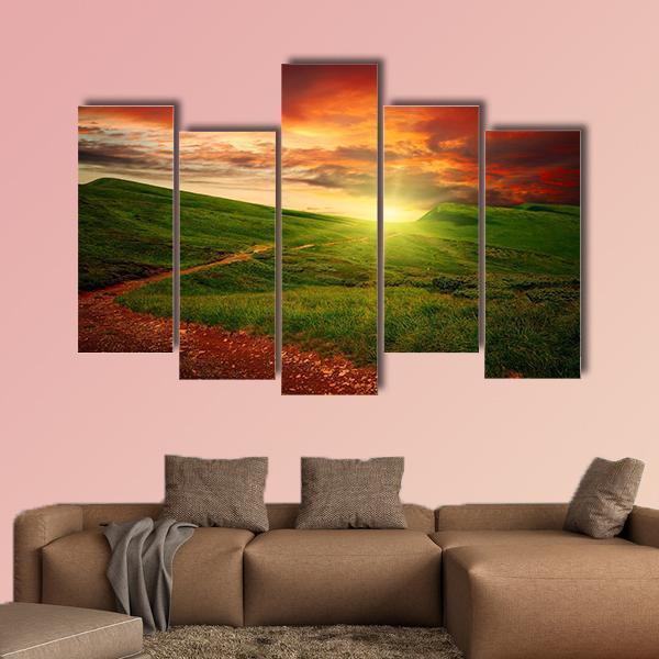Mystery Mountain Meadow Canvas Wall Art-5 Pop-Gallery Wrap-47" x 32"-Tiaracle