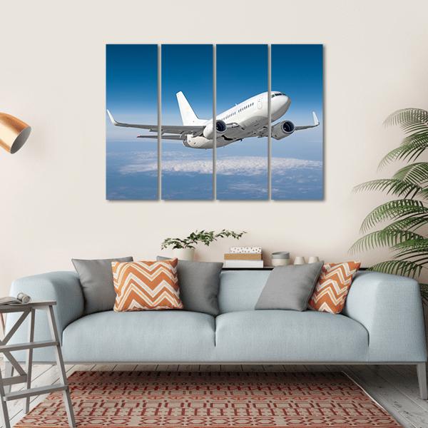 Passenger Airplane Flying Canvas Wall Art-4 Horizontal-Gallery Wrap-34" x 24"-Tiaracle