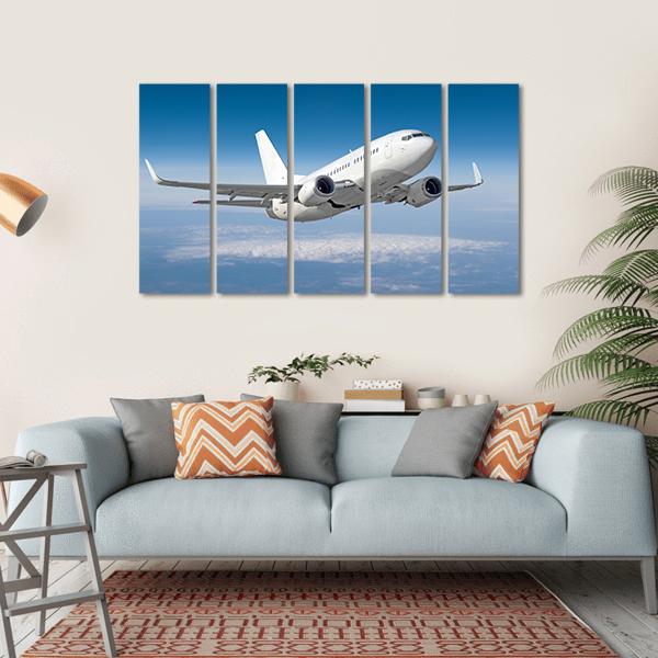 Passenger Airplane Flying Canvas Wall Art-5 Horizontal-Gallery Wrap-22" x 12"-Tiaracle